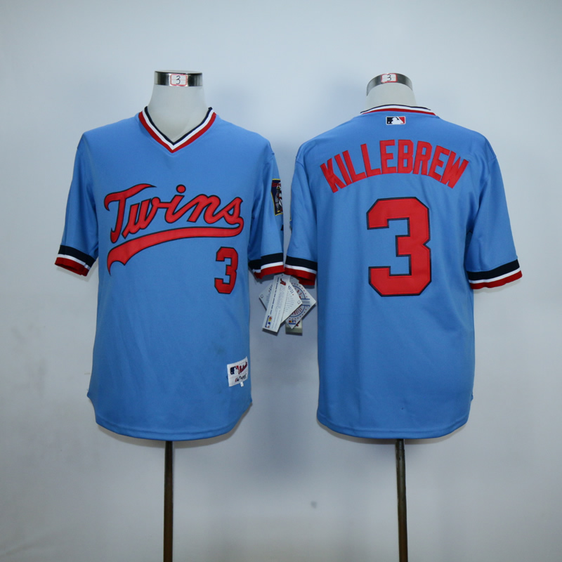 Men Minnesota Twins #3 Killebrew Blue Throwback MLB Jerseys